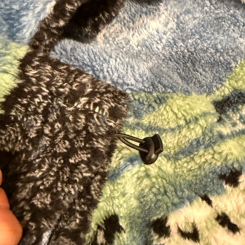 Blue Patterned Sherpa Zip-Up Jacket - Unbranded - image 5